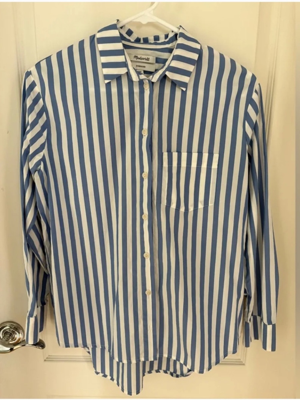 Madewell Signature Oversize Button-Up Blue & White Striped Shirt